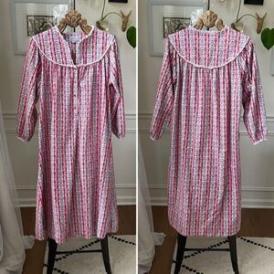 Lanz of Salzburg Cotton Flannel Heart Nightgown Pajamas PJs Modest M